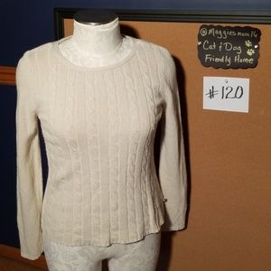 IZOD silk cable sweater in Cream color.  LARGE